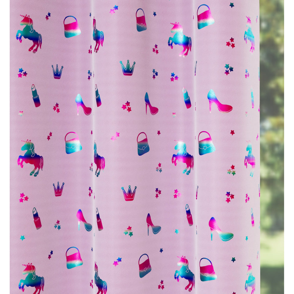 Charm Metallic Printed Kids Eyelet Curtains