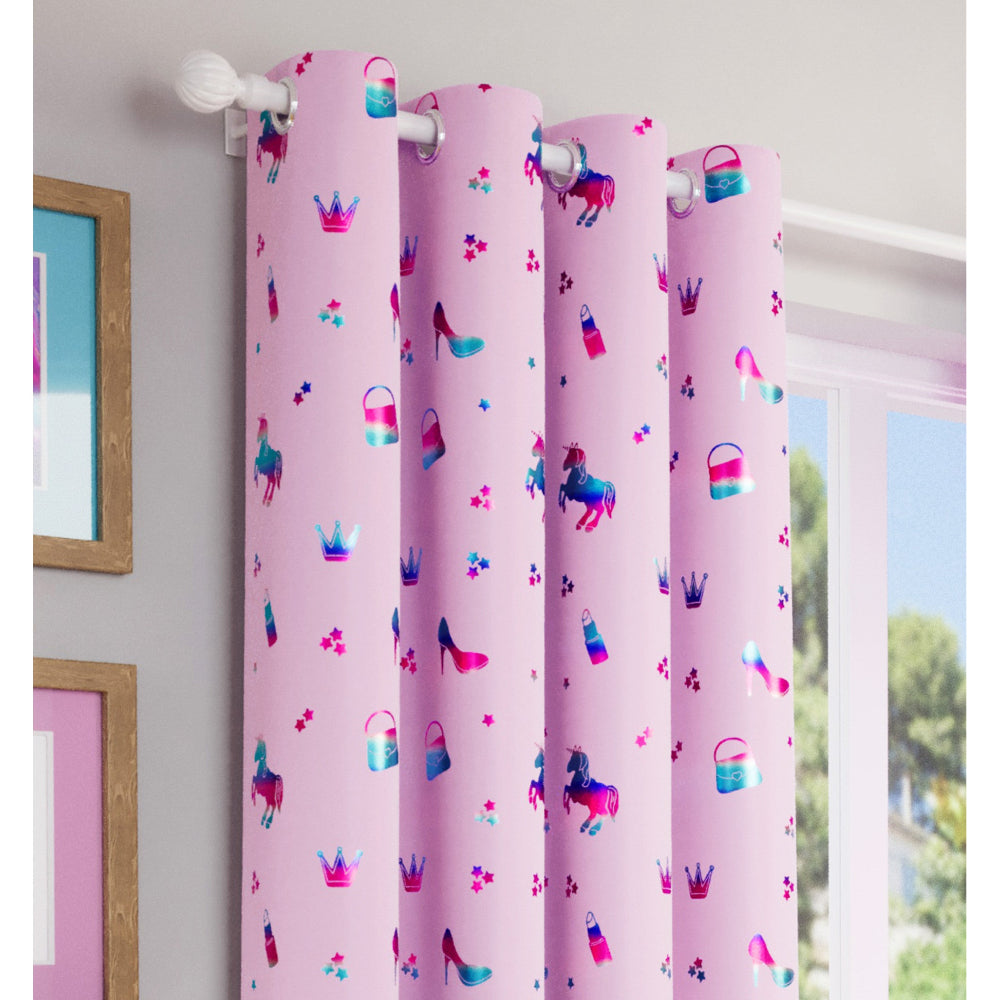 Charm Metallic Printed Kids Eyelet Curtains