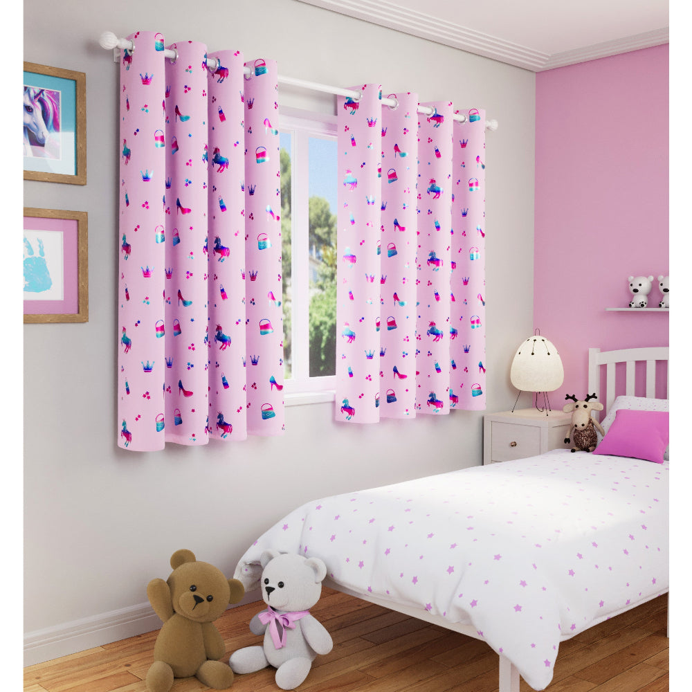 Charm Metallic Printed Kids Eyelet Curtains