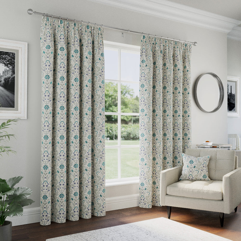 Cotswold Pencil Pleat Curtains Blue Tones
