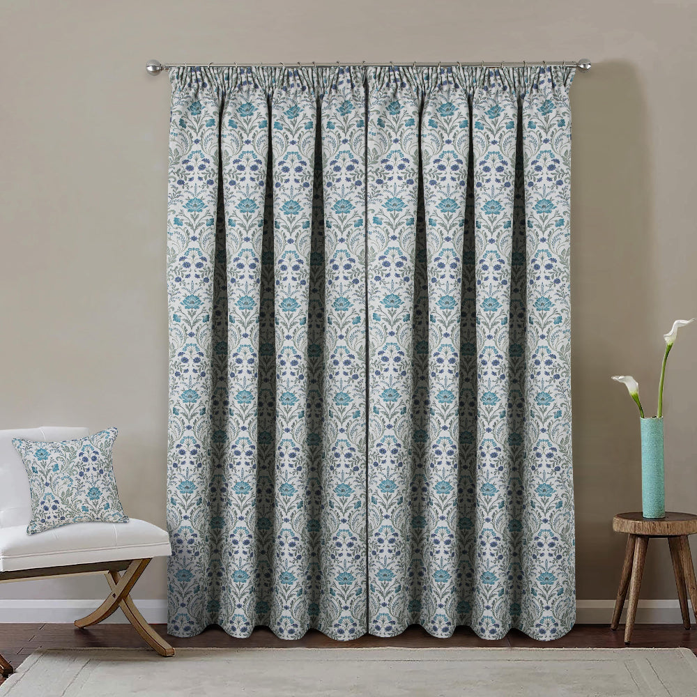 Cotswold Pencil Pleat Curtains Blue Tones