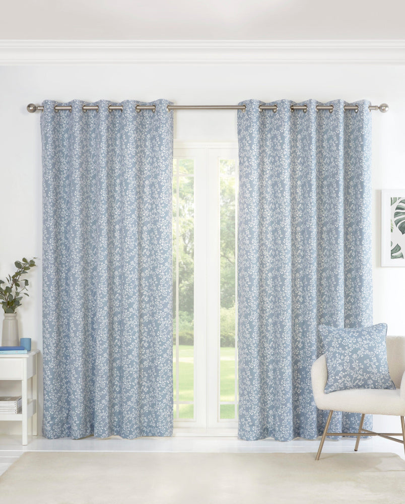 Sade eyelet curtains available in two colours