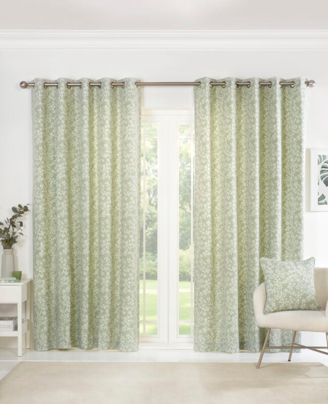 Sade eyelet curtains available in two colours