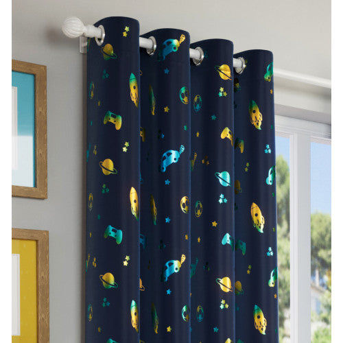 Infinity Metallic Printed Kids Eyelet Curtains