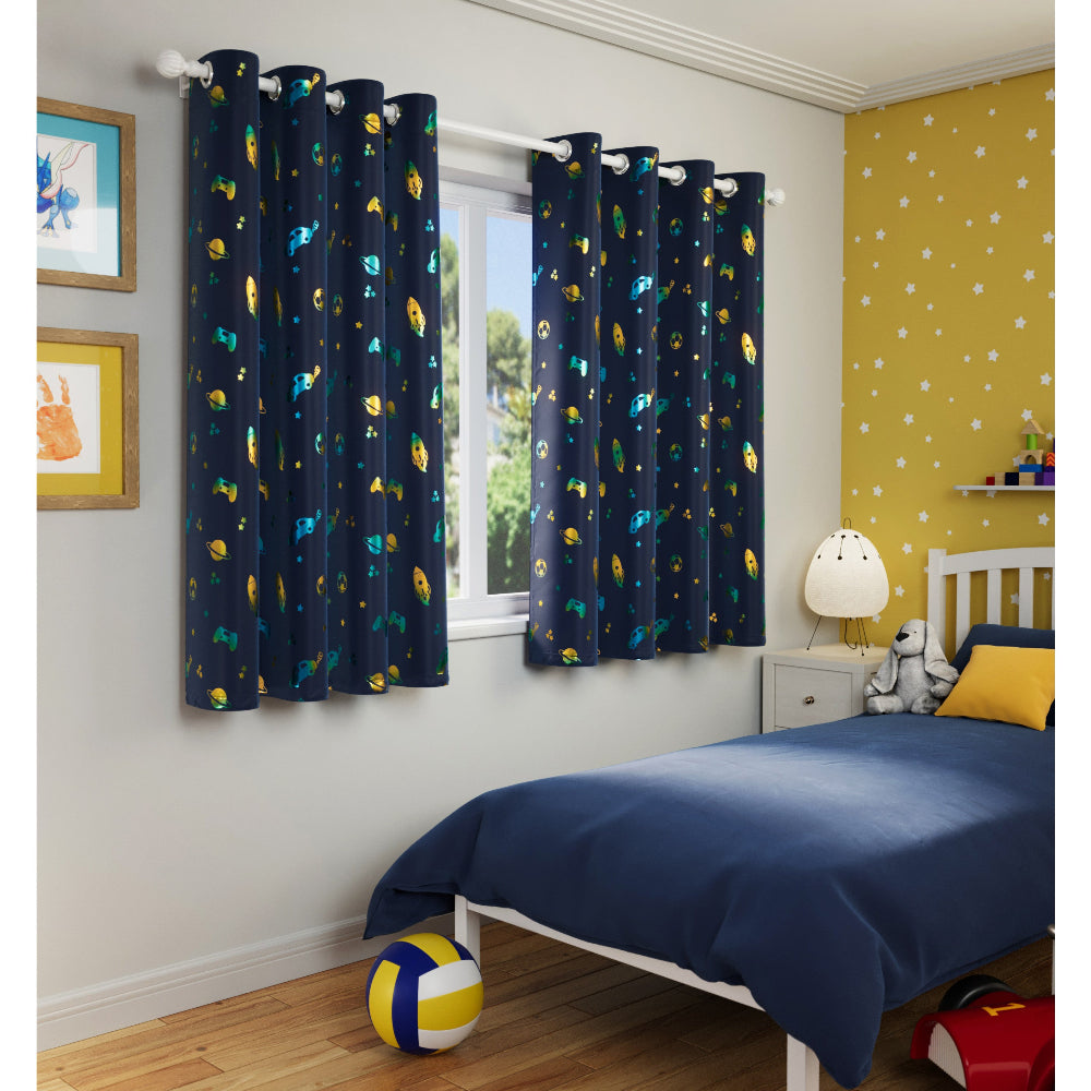 Infinity Metallic Printed Kids Eyelet Curtains
