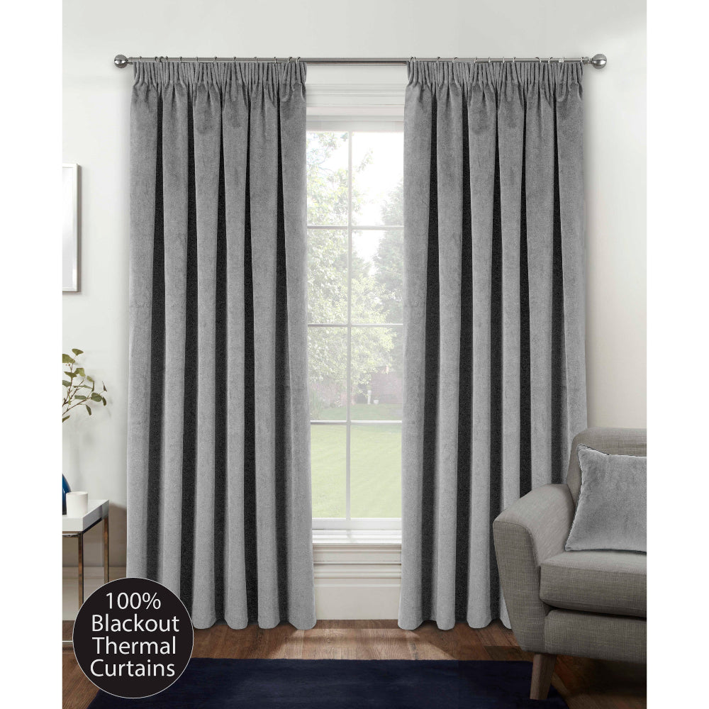 Oxford 100% Blackout thermal Pencil Pleat Curtains Cream